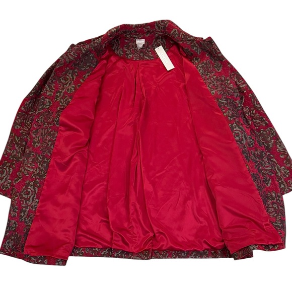 New Chico’s Red Floral Jacquard Topper Jacket Coat Button Front Size 3/Large-16 - Picture 10 of 16